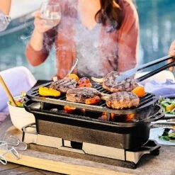 Lodge Sportsman’s Pro Cast Iron Grill™ -Gourmet Grills 1 LSPROG Sportsman s Pro Grill Lifestyle 800x800WEB