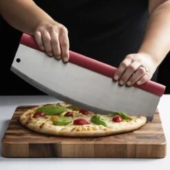 Cousin Luca's Rocking Pizza Cutter With Blade Guard -Gourmet Grills 22159 INUSE1 1
