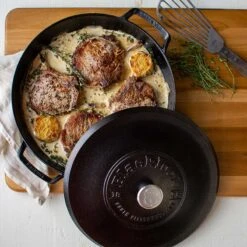 Lodge Blacklock *17* Triple Seasoned Cast Iron 4QT Braiser With Lid 9 Lodge Blacklock *17* Triple Seasoned Cast Iron 4QT Braiser With Lid -Gourmet Grills 3 BL17BR lifestyle 800x800WEB