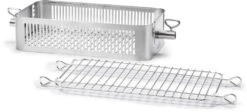 Napoleon Flat Stainless Steel Rotisserie Basket -Gourmet Grills 57013 Web Gallery 03 57013 Adjustable Stainless Steel Rotisserie Basket OnWhite Seperated