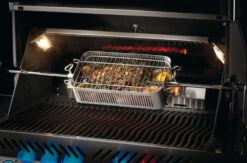 Napoleon Flat Stainless Steel Rotisserie Basket -Gourmet Grills 57013 Web Gallery 05 57013 Adjustable Stainless Steel Rotisserie Basket InUse