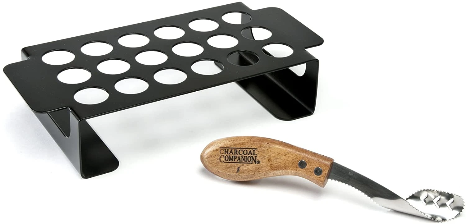 Charcoal Companion Chili Pepper Grill Rack & Stainless Corer W/ Rosewood Handle Set 3 Charcoal Companion Chili Pepper Grill Rack & Stainless Corer W/ Rosewood Handle Set