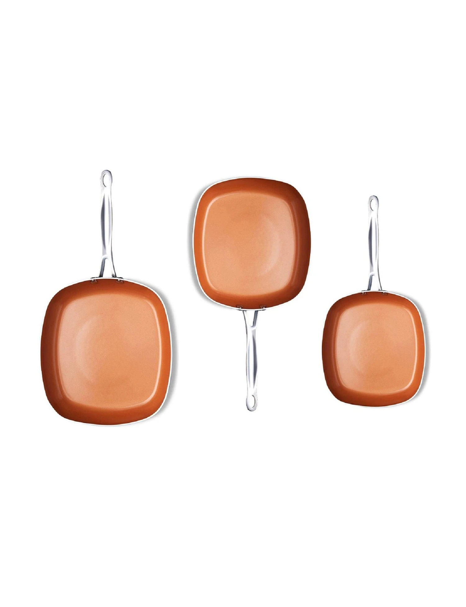 Gotham Steel 3 Pc. Set Square Fry Pans 602904 3 Gotham Steel 3 Pc. Set Square Fry Pans 602904