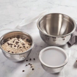 Le Creuset Stainless Steel Mixing Bowls With Lids, Set Of 3 -Gourmet Grills SSB1004S3 g1