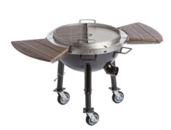 Front Page -Gourmet Grills Tailgater Fire Pit Rotating Grill and Griddle Prep Wings Casters