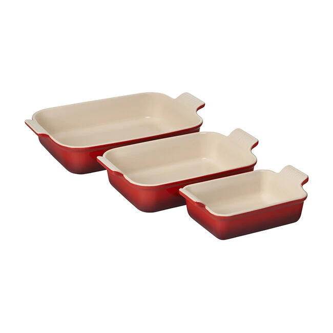 Le Creuset Heritage 3-Piece Rectangular Baking Dish Set 3 Le Creuset Heritage 3-Piece Rectangular Baking Dish Set