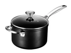 Le Creuset Toughened Nonstick PRO Saucepan W/Glass Lid 8 Le Creuset Toughened Nonstick PRO Saucepan W/Glass Lid -Gourmet Grills rs6469 saucepan angle 18 lecreuset tns