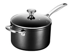Le Creuset Toughened Nonstick PRO Saucepan W/Glass Lid 9 Le Creuset Toughened Nonstick PRO Saucepan W/Glass Lid -Gourmet Grills rs6470 saucepan angle 20 v6 lecreuset tns